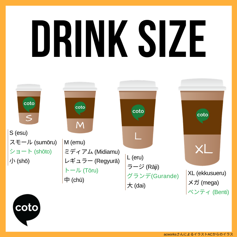 Japanese coffee drink size in cafe restaurant shop in Japan 