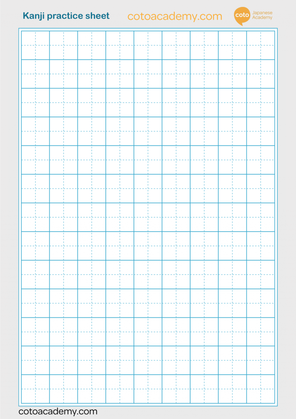 JLPT N5 Kanji Printable Practice blank Worksheet for free download