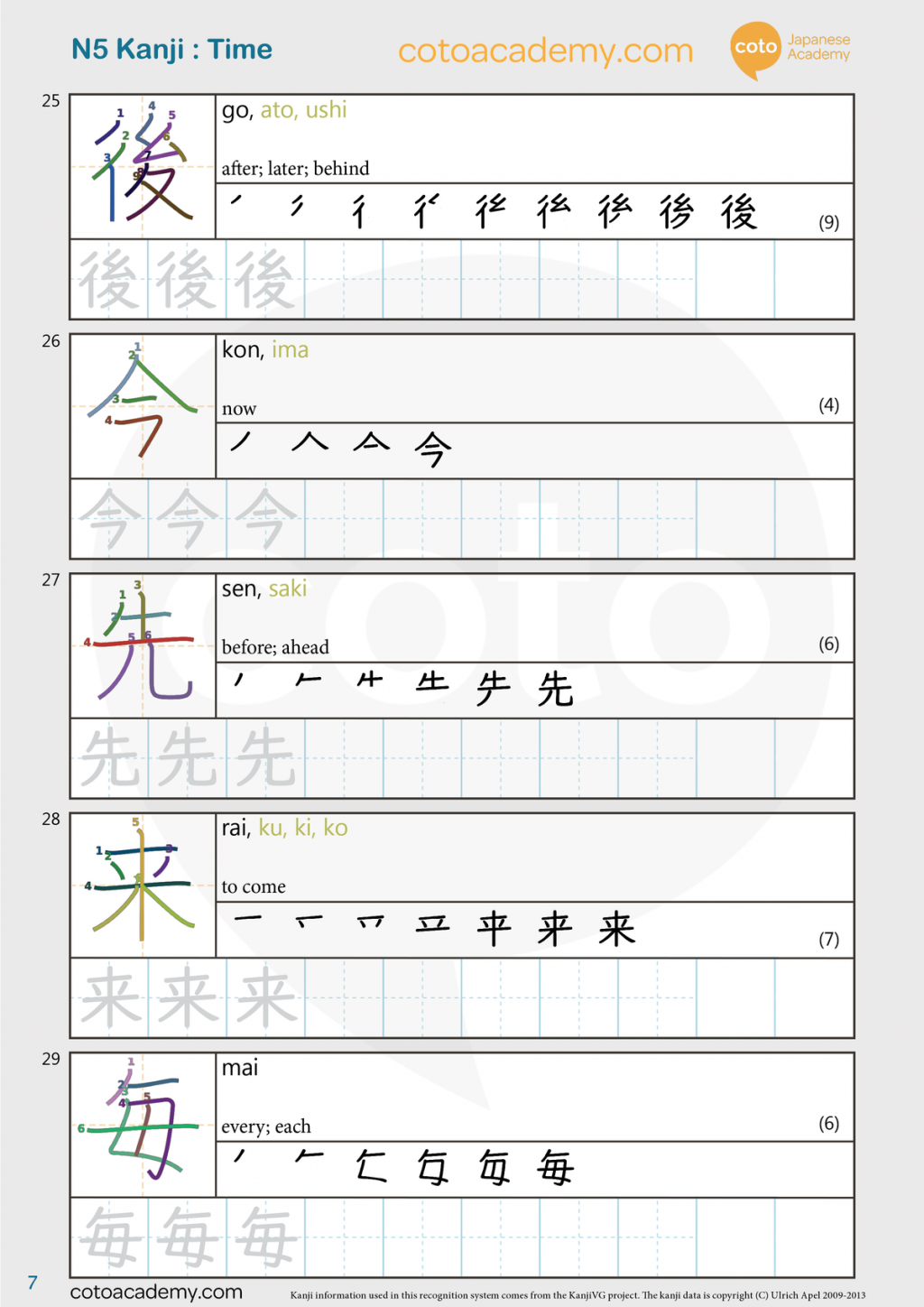 Kanji Writing Practice Sheets