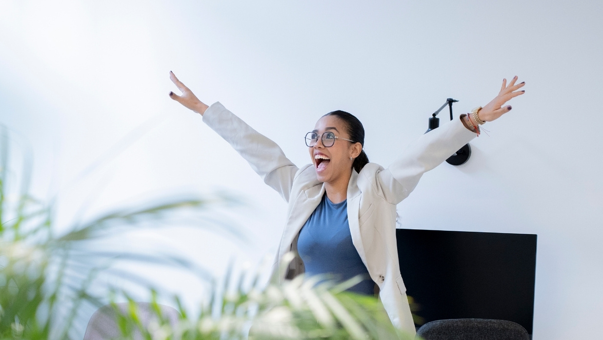 Woman very excited about something.