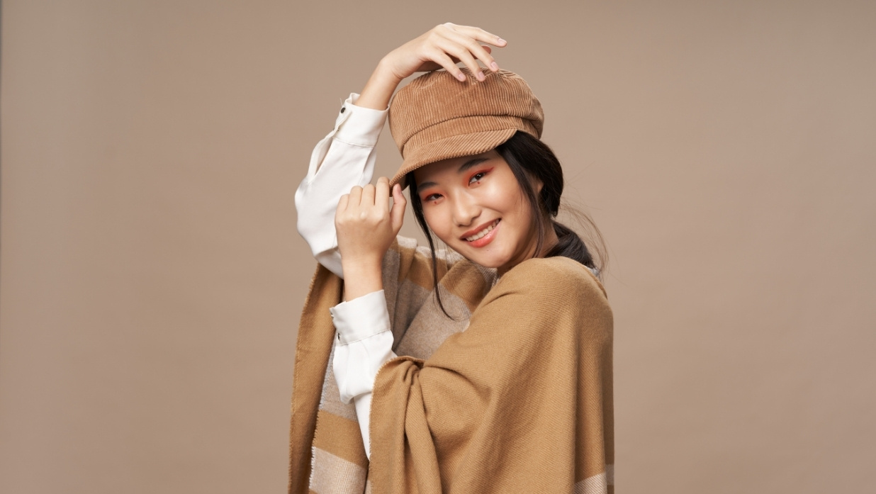 Woman modeling nice clothes.