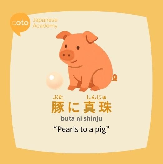 Pearls in front of pig