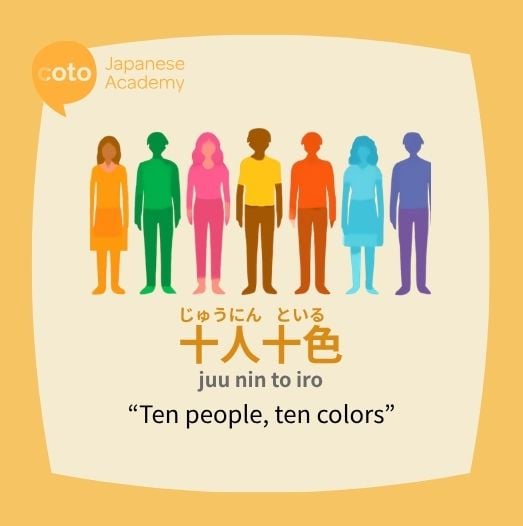 10 different colored people