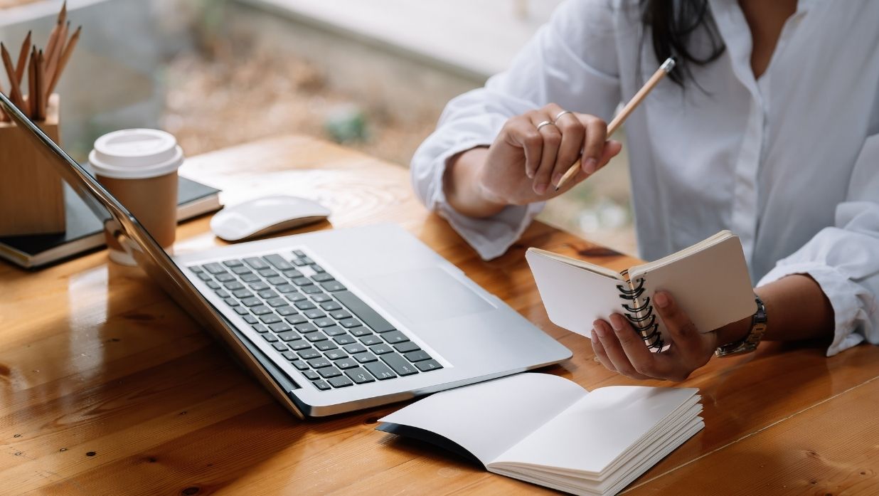 women studying and working at the sae time