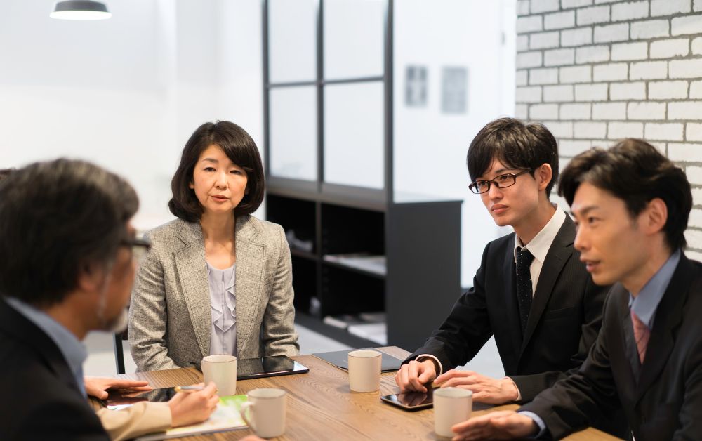 japanese people in a meeting