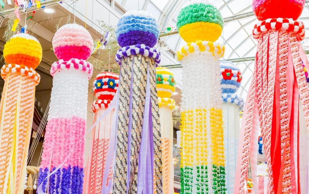 Streamers for the Tanabata festival, a famous and historic summer festival in Tokyo 