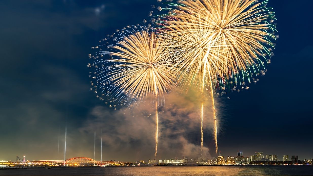 Fireworks for the Summer Festival (Matsuri) in Tokyo