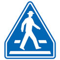 Japanese road sign showing pedestrian crossing is allowed