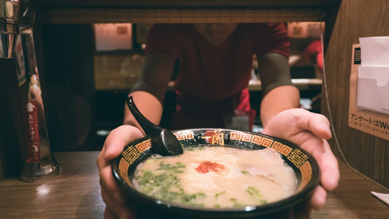 Ramen ordered from a ramen vending machine