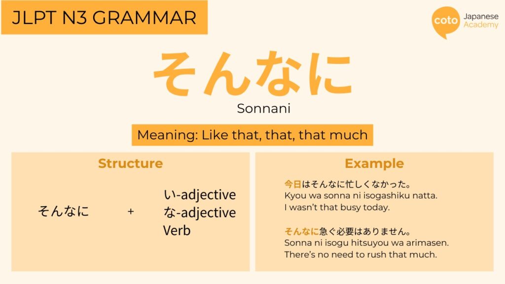 Infographic of sonna ni showing its meaning, structure, and examples.