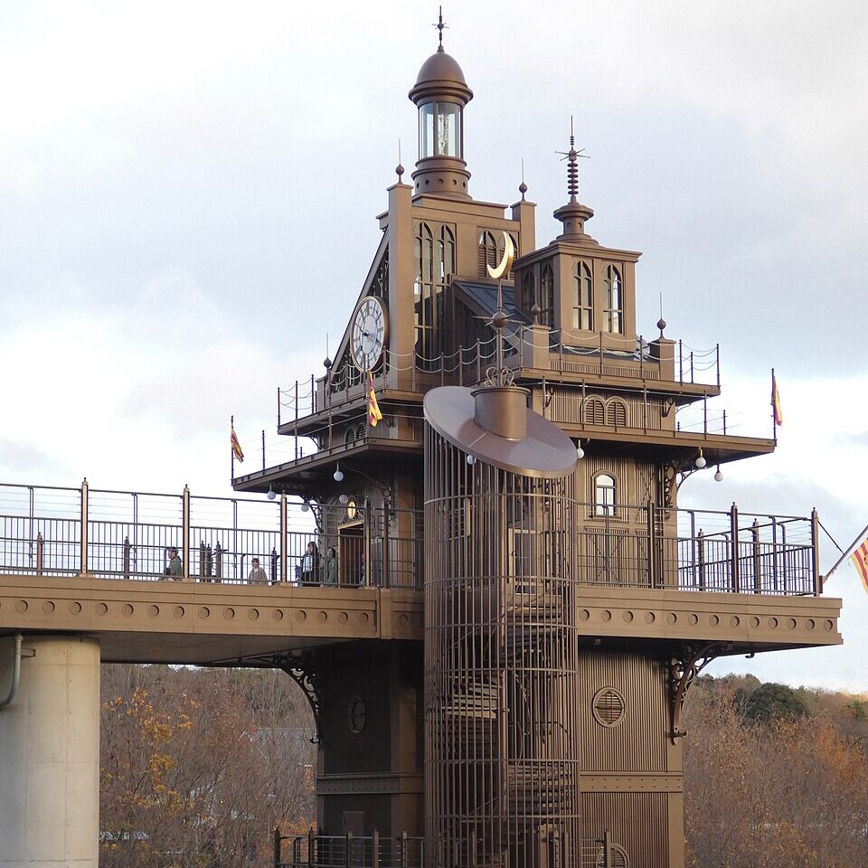 Image of the Elevator Tower at Ghibli Park