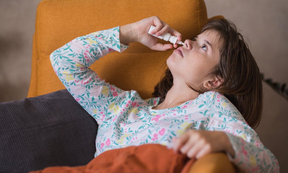 Nasal spray which is used to help relieve nasal congestion.