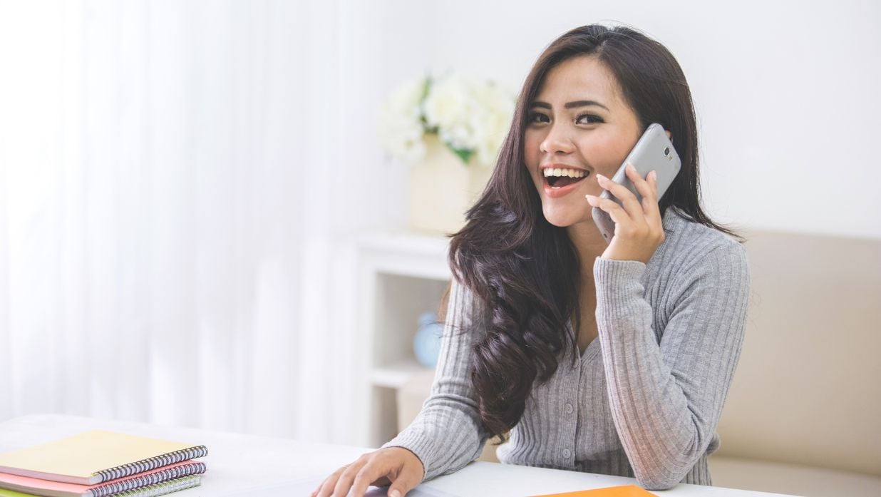 Woman making phone call